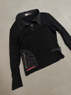 Prada Sport Linea Rossa Long-Sleeve Utility Polo Shirt - M