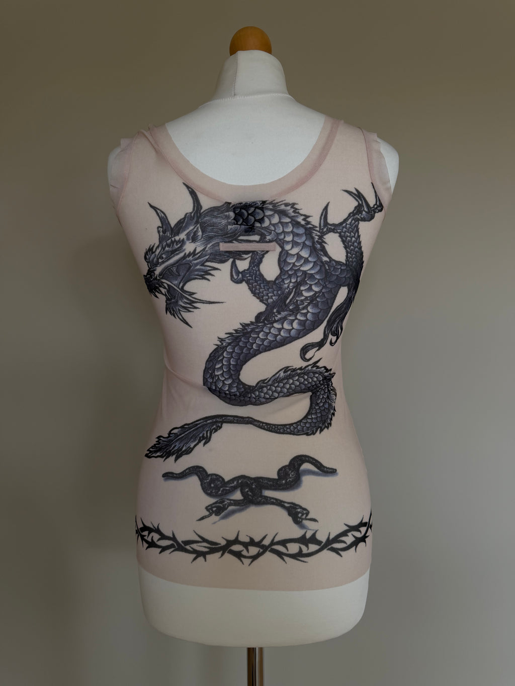 Jean Paul Gaultier "Safe Sex Forever" SS96 Tattoo Mesh Tank Top - S