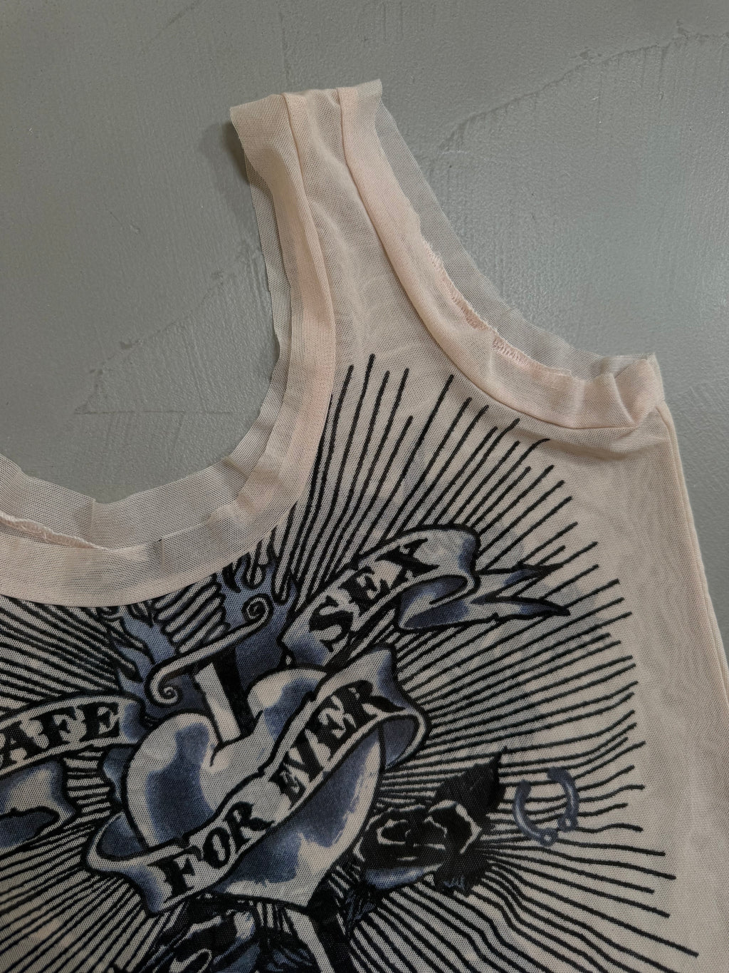 Jean Paul Gaultier "Safe Sex Forever" SS96 Tattoo Mesh Tank Top - S