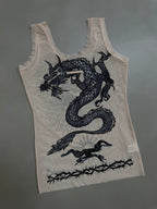 Jean Paul Gaultier "Safe Sex Forever" SS96 Tattoo Mesh Tank Top - S
