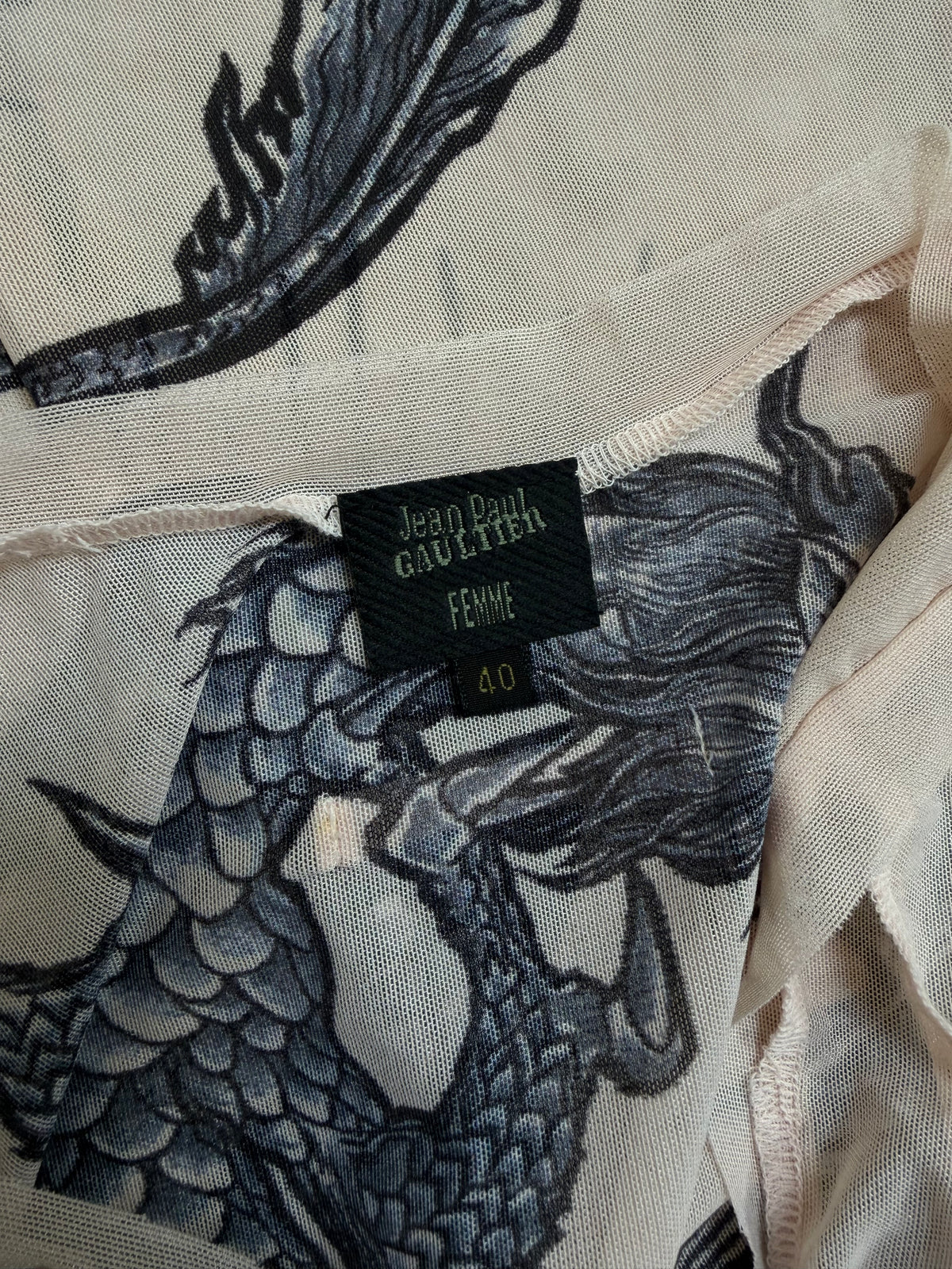 Jean Paul Gaultier "Safe Sex Forever" SS96 Tattoo Mesh Tank Top - S