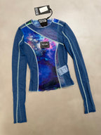 Versace Jeans Couture Galaxy Space Print Tulle Mesh Top - XS
