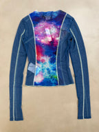 Versace Jeans Couture Galaxy Space Print Tulle Mesh Top - XS