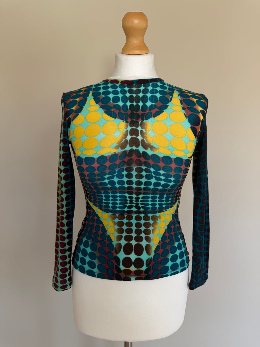 Jean Paul Gaultier SS1996 "Cyberdot" Powermesh Bikini Top - S
