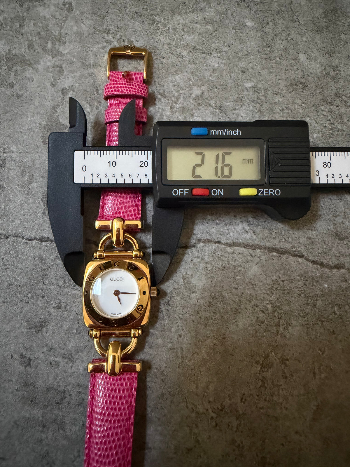 Gucci Vintage Gold 6300L Horsebit Pink Ladies Watch Set