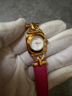 Gucci Vintage Gold 6300L Horsebit Pink Ladies Watch Set