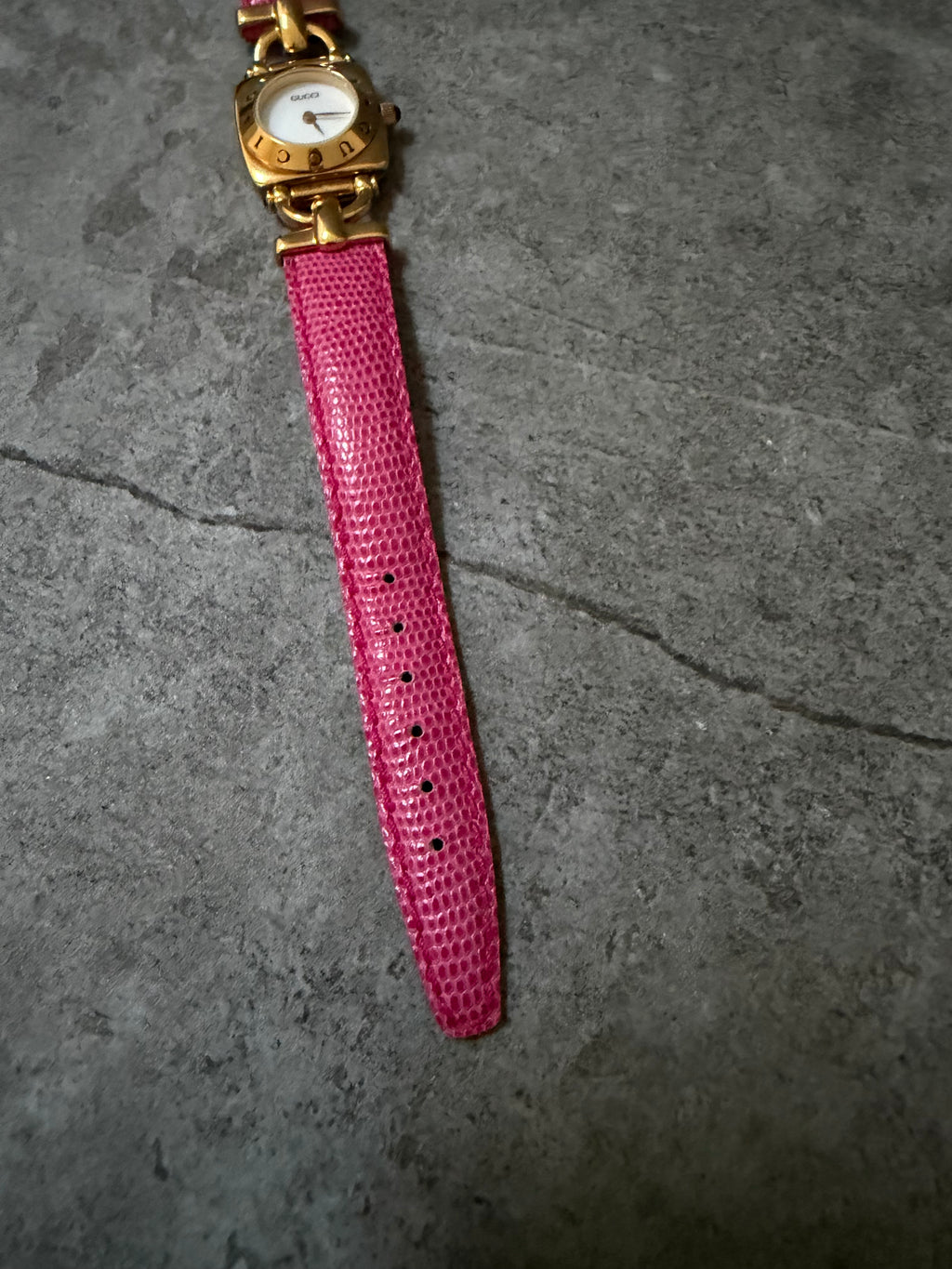 Gucci Vintage Gold 6300L Horsebit Pink Ladies Watch Set