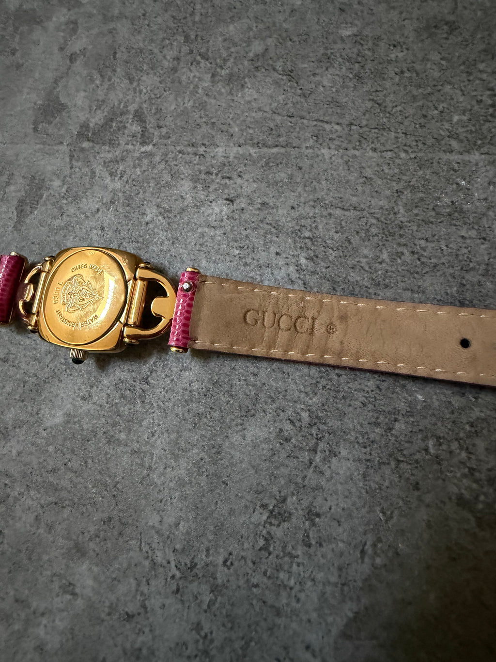 Gucci Vintage Gold 6300L Horsebit Pink Ladies Watch Set