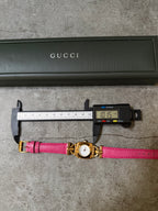 Gucci Vintage Gold 6300L Horsebit Pink Ladies Watch Set