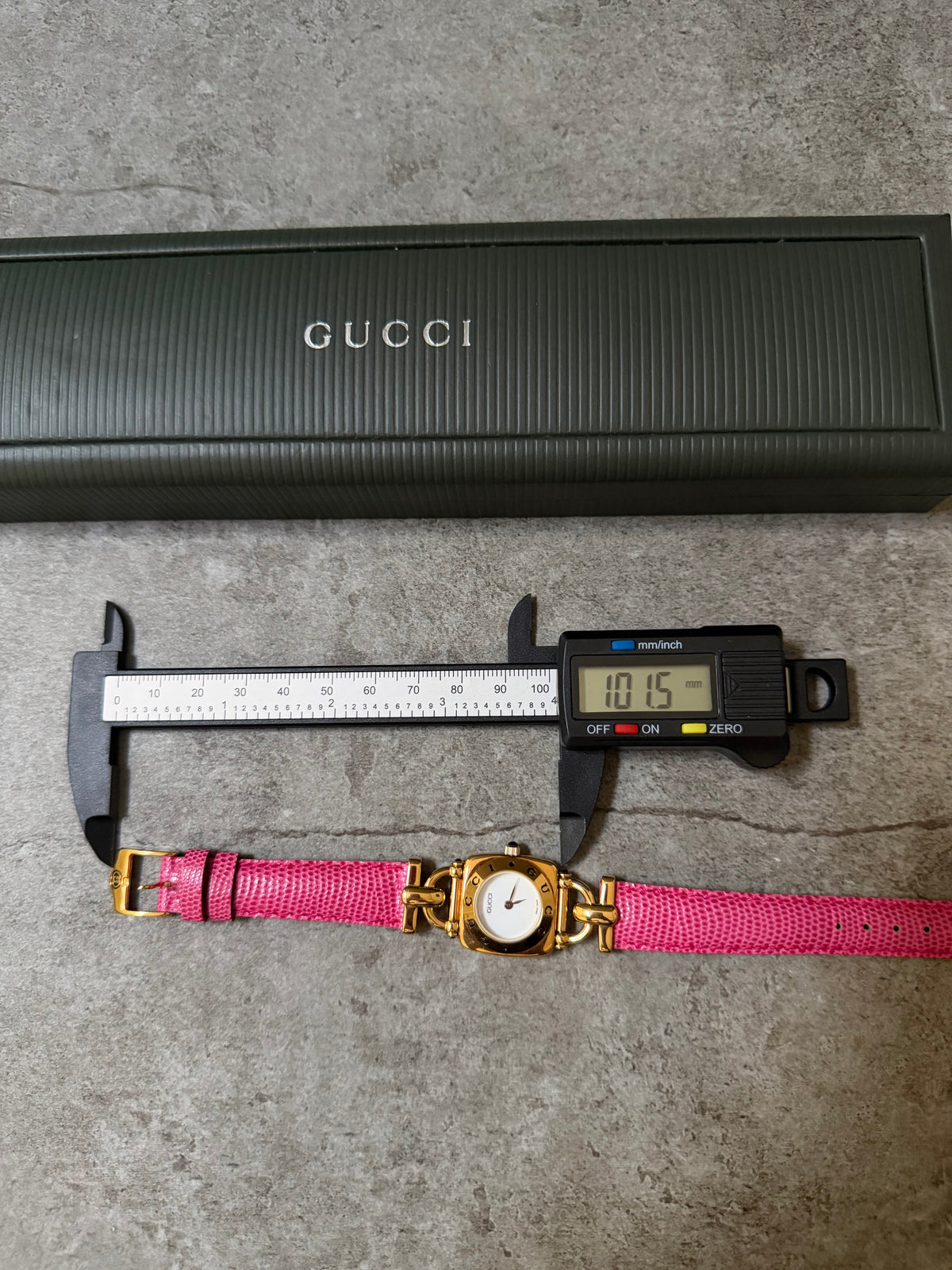 Gucci Vintage Gold 6300L Horsebit Pink Ladies Watch Set