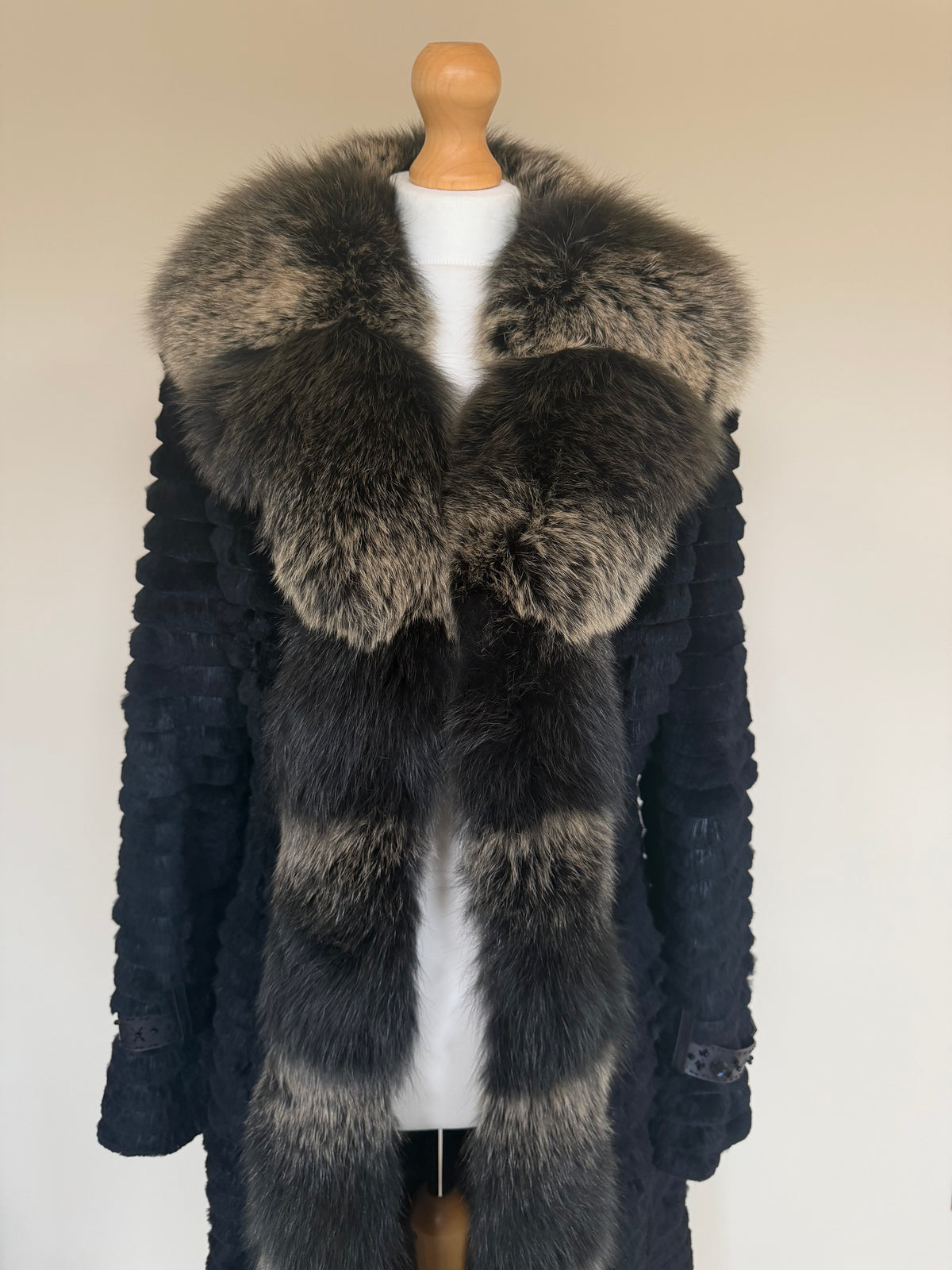 Monica Rea Italian Full Length Rabbit Fox Fur Coat - M-L