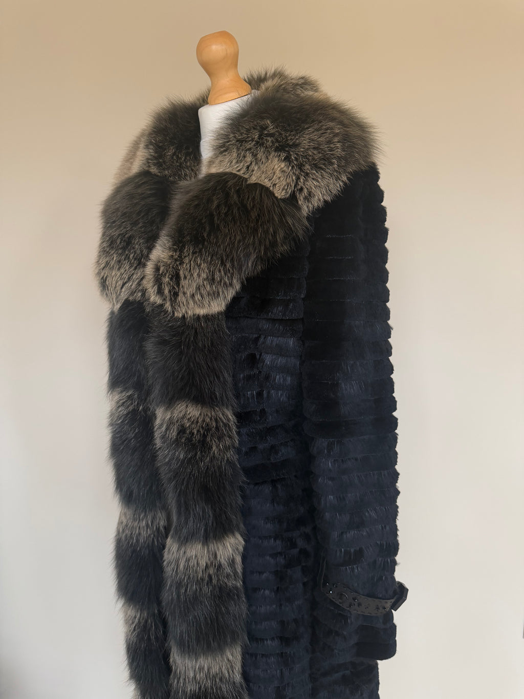 Monica Rea Italian Full Length Rabbit Fox Fur Coat - M-L