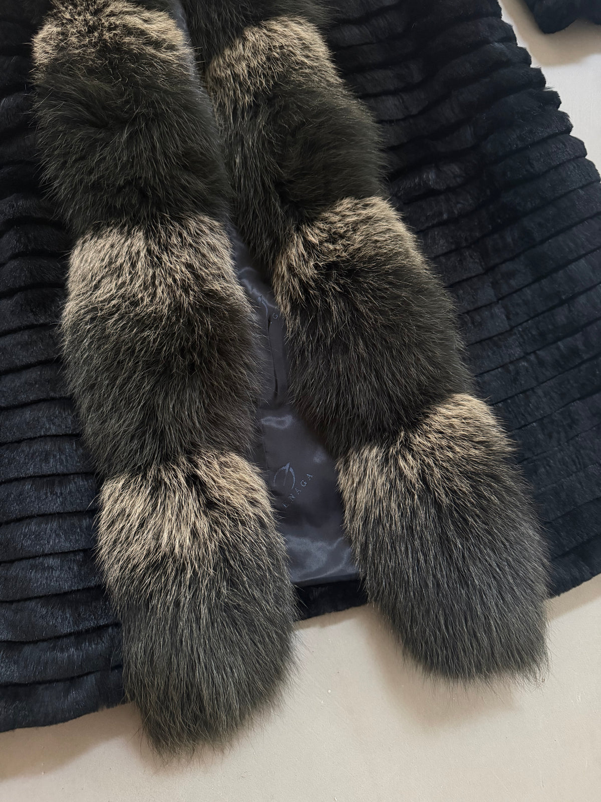 Monica Rea Italian Full Length Rabbit Fox Fur Coat - M-L