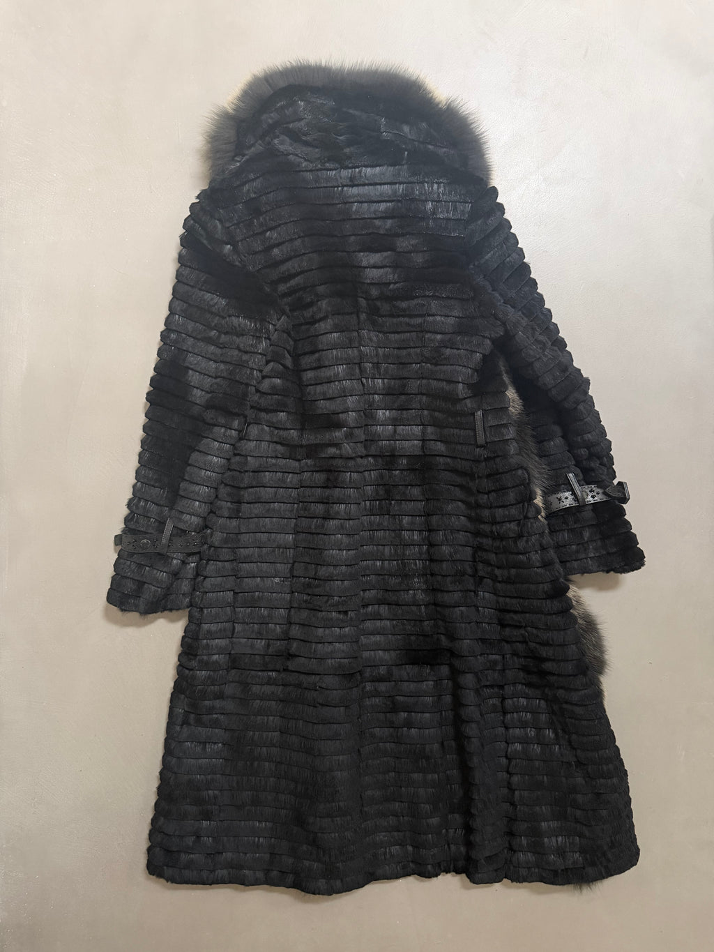 Monica Rea Italian Full Length Rabbit Fox Fur Coat - M-L