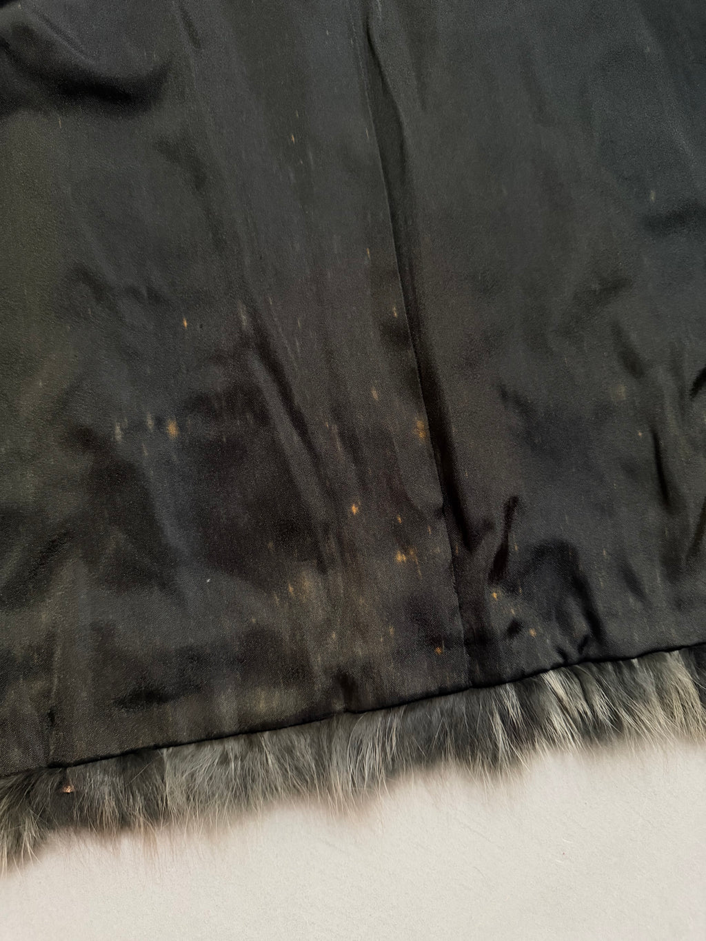 Vintage Forest Green Rabbit Fur Jacket Fox Fur Collar - M