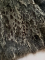 Vintage Forest Green Rabbit Fur Jacket Fox Fur Collar - M