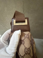 Gucci GG Monogram 1999 Canvas Leather Pocket Shoulder Bag