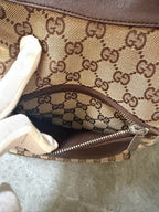 Gucci GG Monogram 1999 Canvas Leather Pocket Shoulder Bag