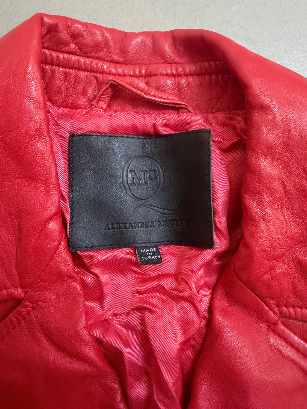 Alexander McQueen Red Leather Peplum Biker Jacket - McQ Runway Production Sample 2013 - XS
