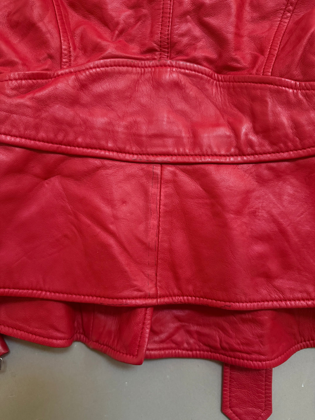 Alexander McQueen Red Leather Peplum Biker Jacket - McQ Runway Production Sample 2013 - XS