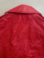Alexander McQueen Red Leather Peplum Biker Jacket - McQ Runway Production Sample 2013 - XS