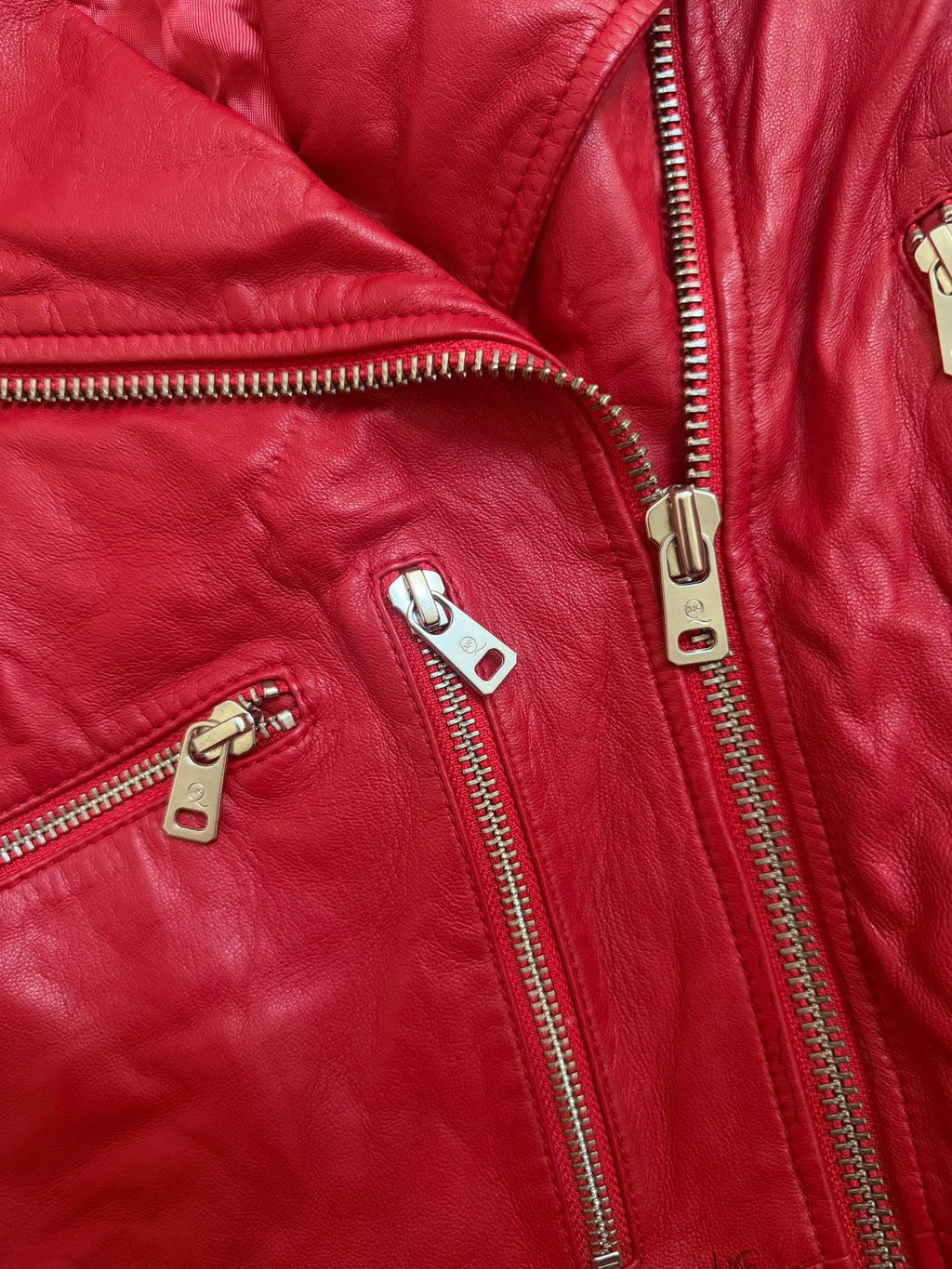 Alexander McQueen Red Leather Peplum Biker Jacket - McQ Runway Production Sample 2013 - XS