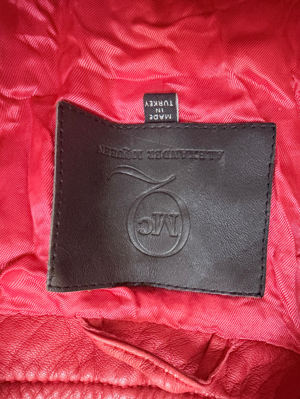 Alexander McQueen Red Leather Peplum Biker Jacket - McQ Runway Production Sample 2013 - XS