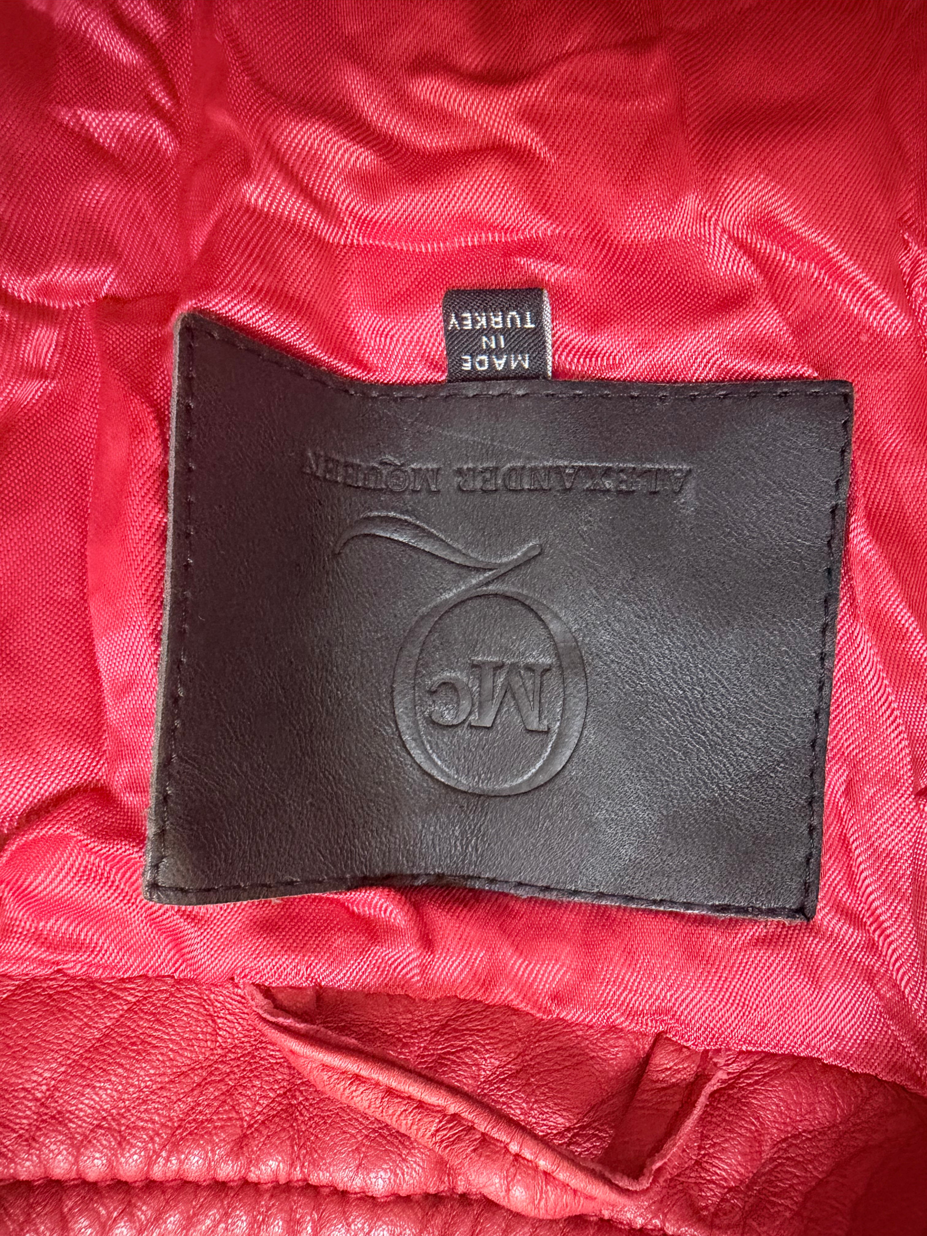 Alexander McQueen Red Leather Peplum Biker Jacket - McQ Runway Production Sample 2013 - XS