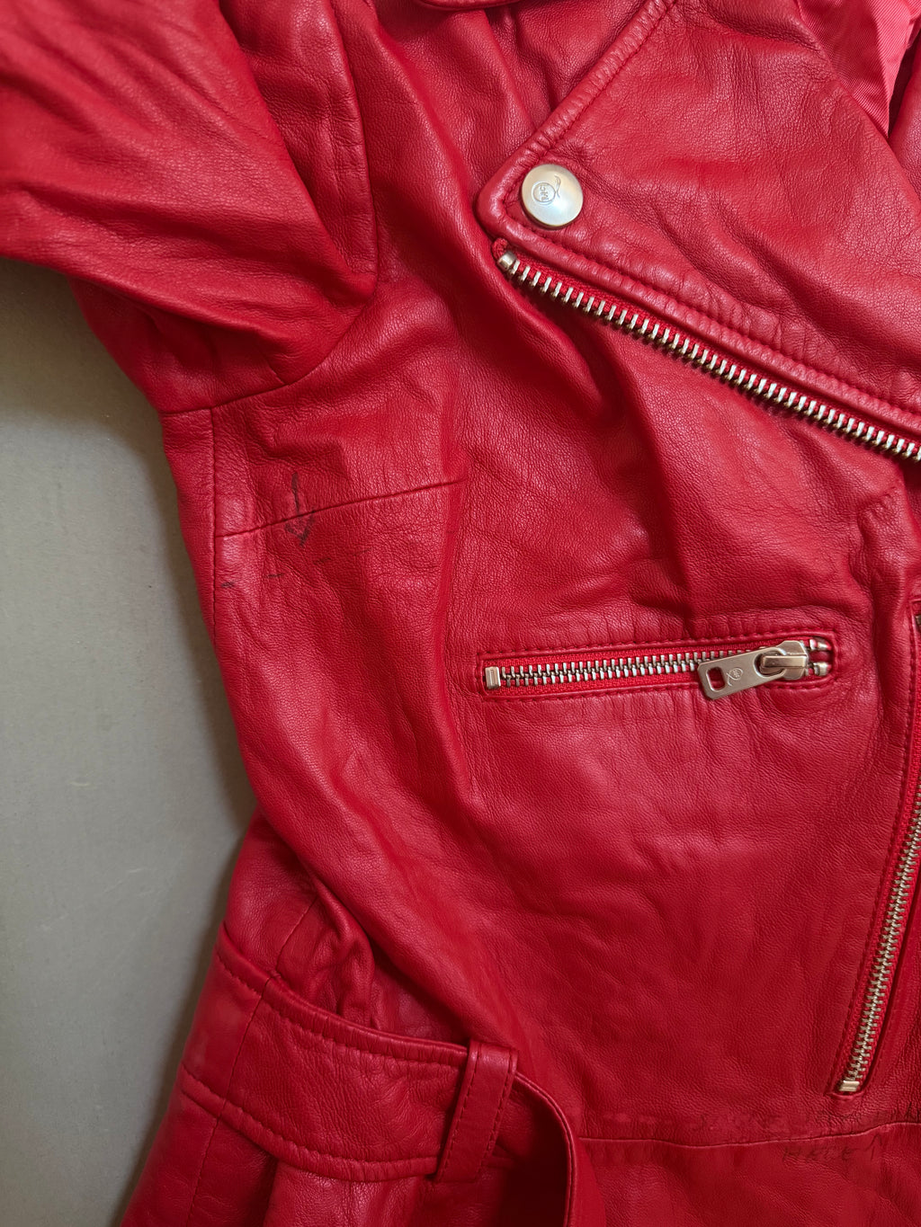 Alexander McQueen Red Leather Peplum Biker Jacket - McQ Runway Production Sample 2013 - XS