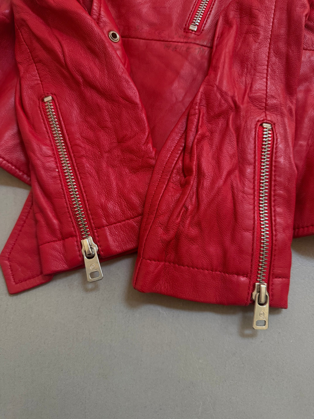 Alexander McQueen Red Leather Peplum Biker Jacket - McQ Runway Production Sample 2013 - XS