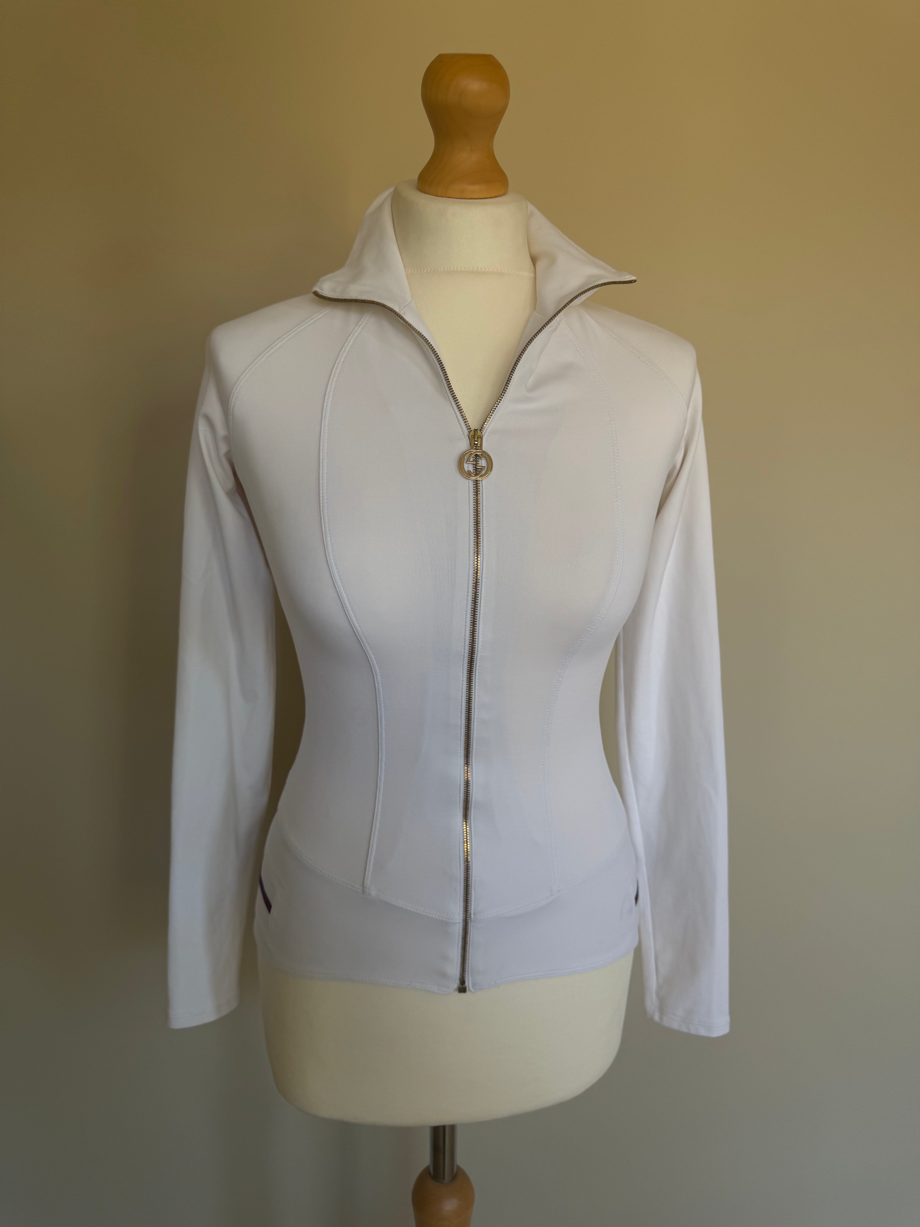 Gucci 2006 White Fitted Track Top with Interlocking G Hardware - XS