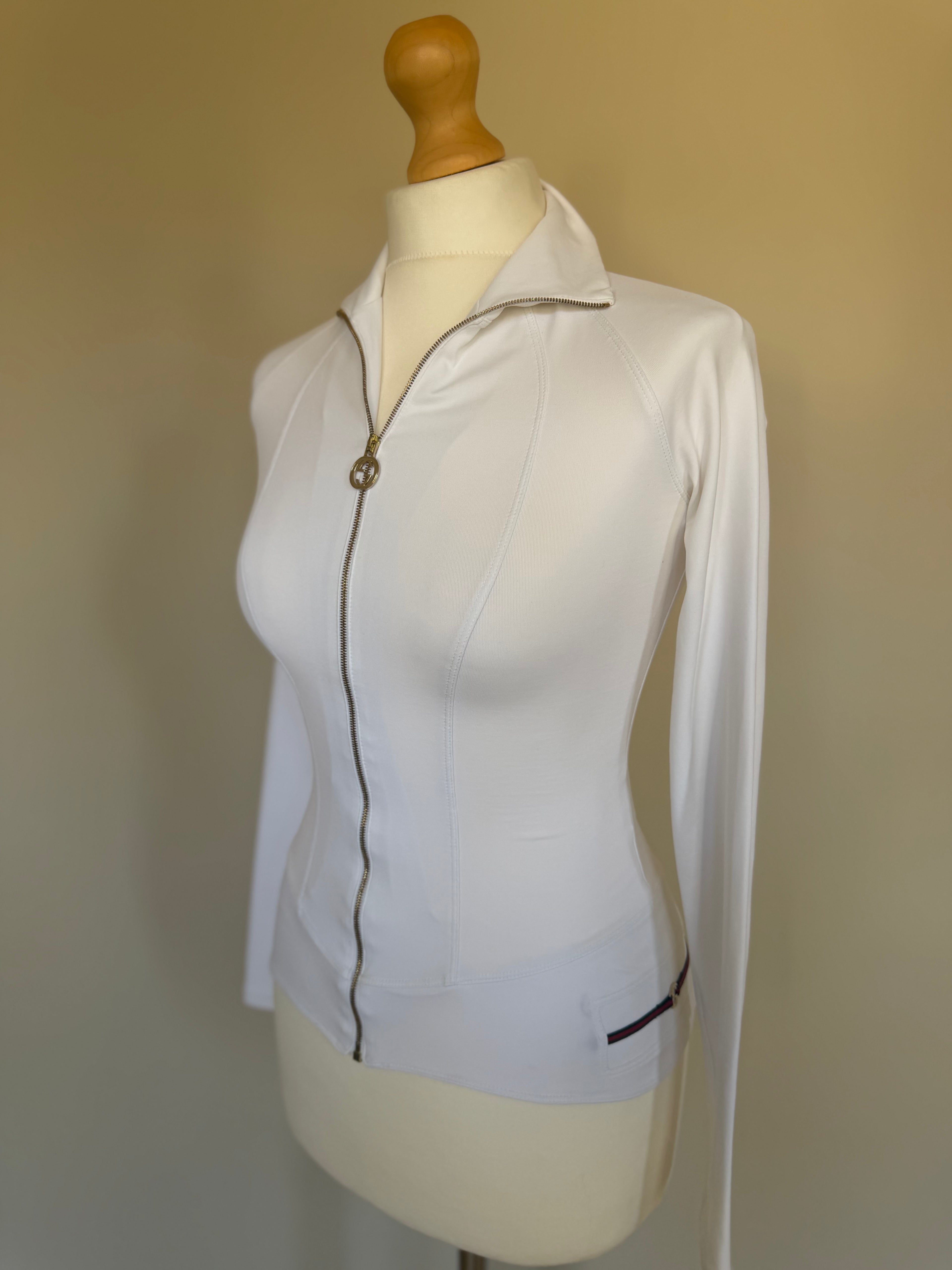 Gucci 2006 White Fitted Track Top with Interlocking G Hardware - XS