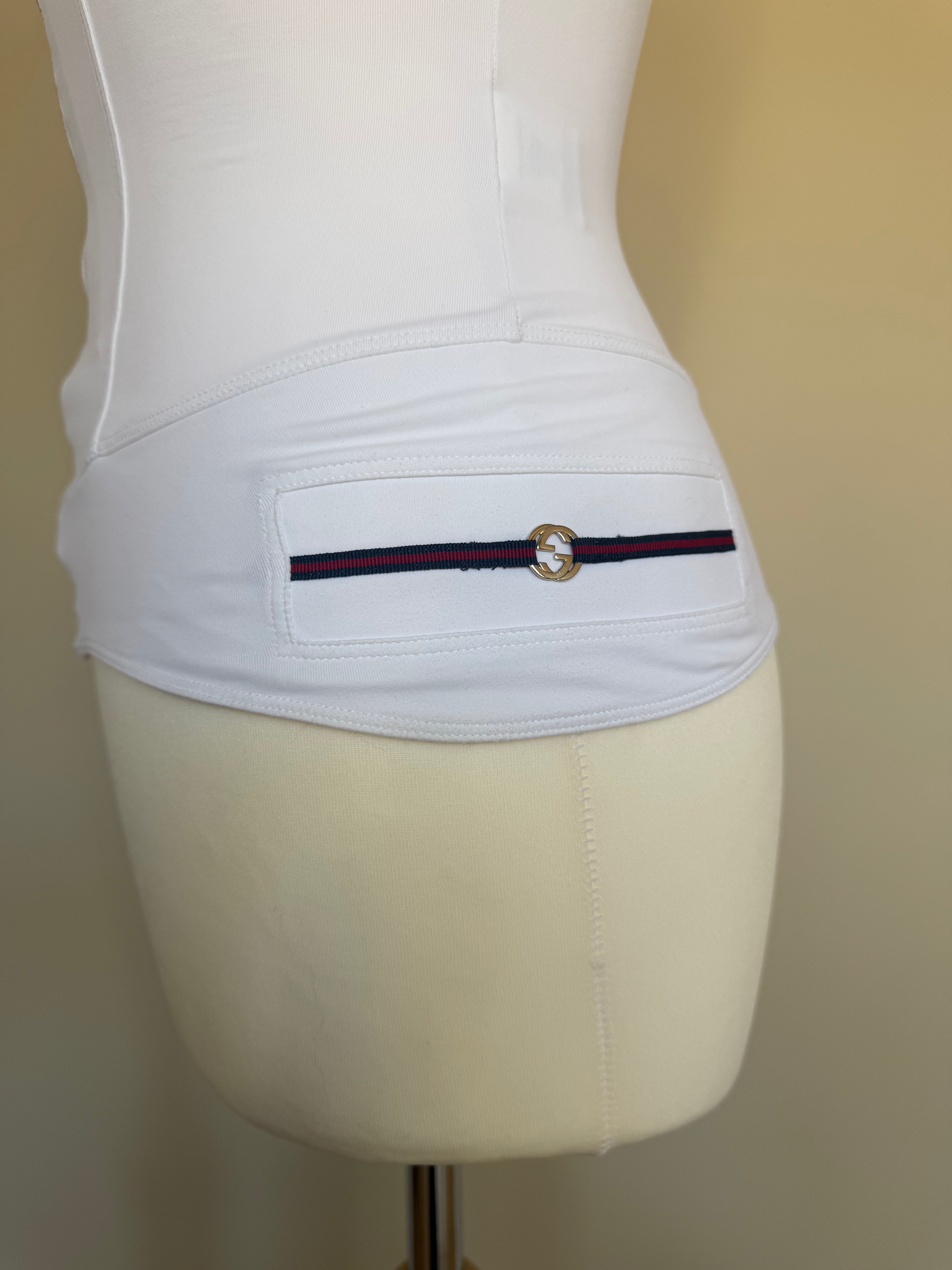 Gucci 2006 White Fitted Track Top with Interlocking G Hardware - XS