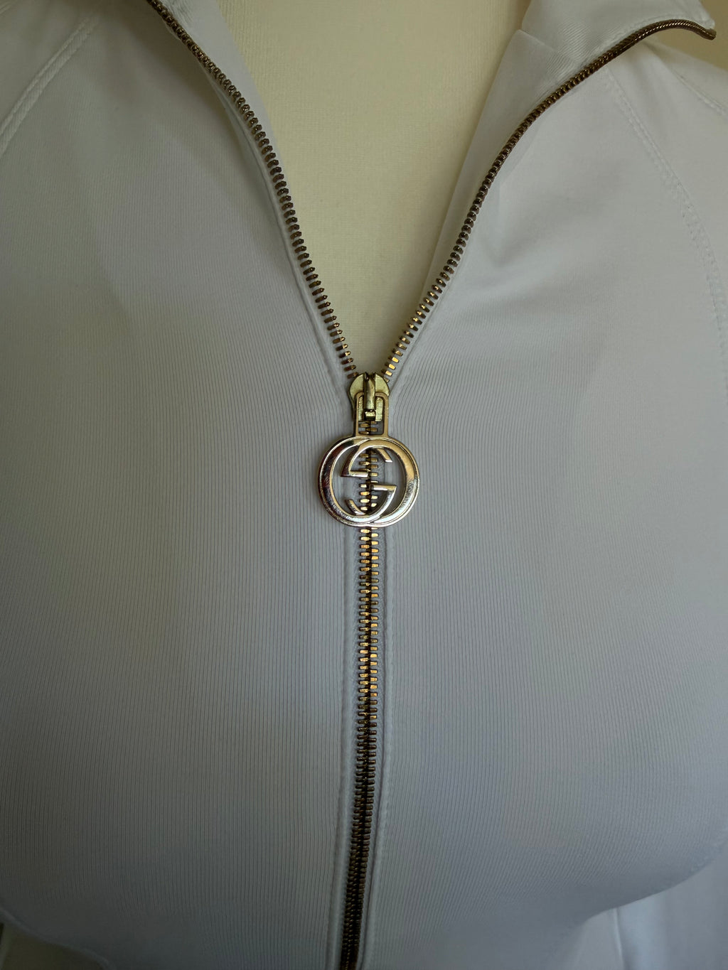 Gucci 2006 White Fitted Track Top with Interlocking G Hardware - XS