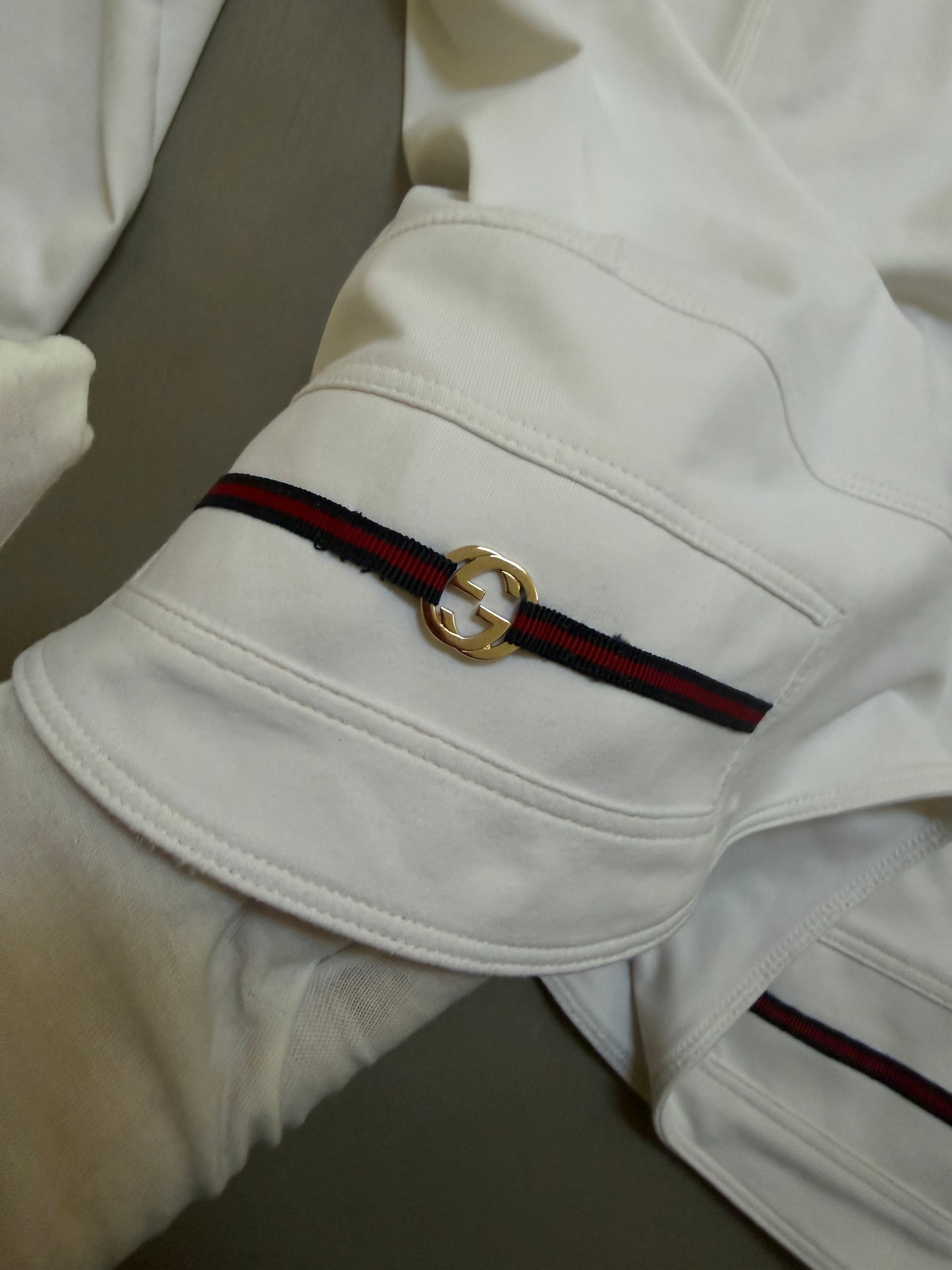 Gucci 2006 White Fitted Track Top with Interlocking G Hardware - XS