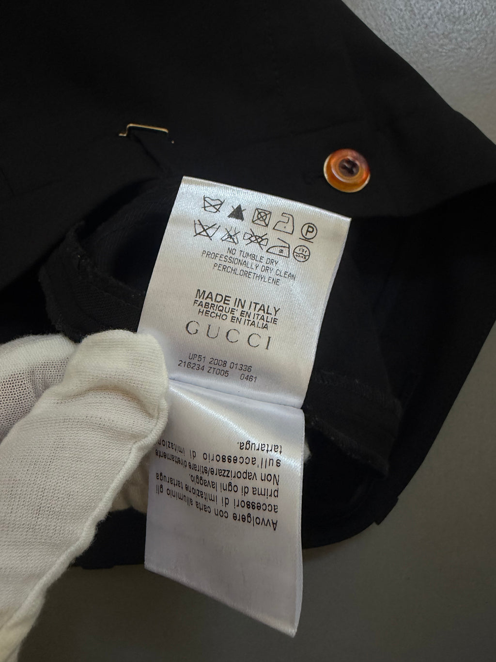 Gucci FW2008 Black Stretch Wool Tailored Trousers - W28" (IT38)