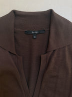 Gucci FW2006 Brown Fine Wool V-Neck Top with Gold Horsebit Clasp Belt - M