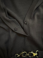 Gucci FW2006 Brown Fine Wool V-Neck Top with Gold Horsebit Clasp Belt - M