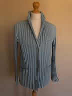 Issey Miyake Pleated Tailored Jacket Sax Dusty Blue - M