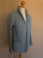 Issey Miyake Pleated Tailored Jacket Sax Dusty Blue - M