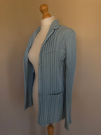 Issey Miyake Pleated Tailored Jacket Sax Dusty Blue - M