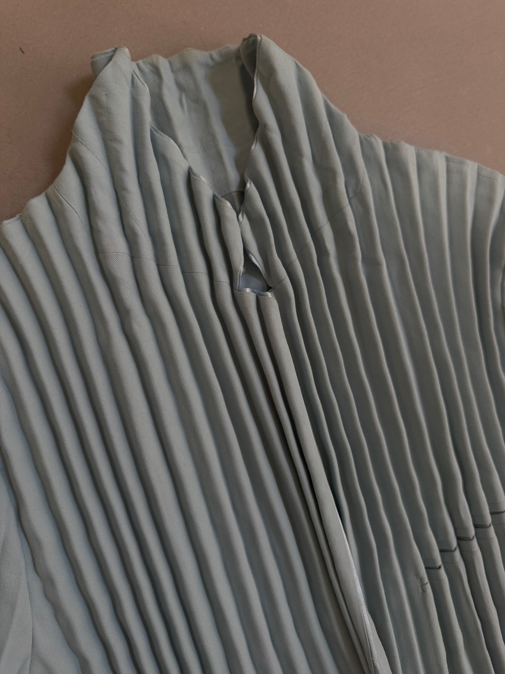 Issey Miyake Pleated Tailored Jacket Sax Dusty Blue - M