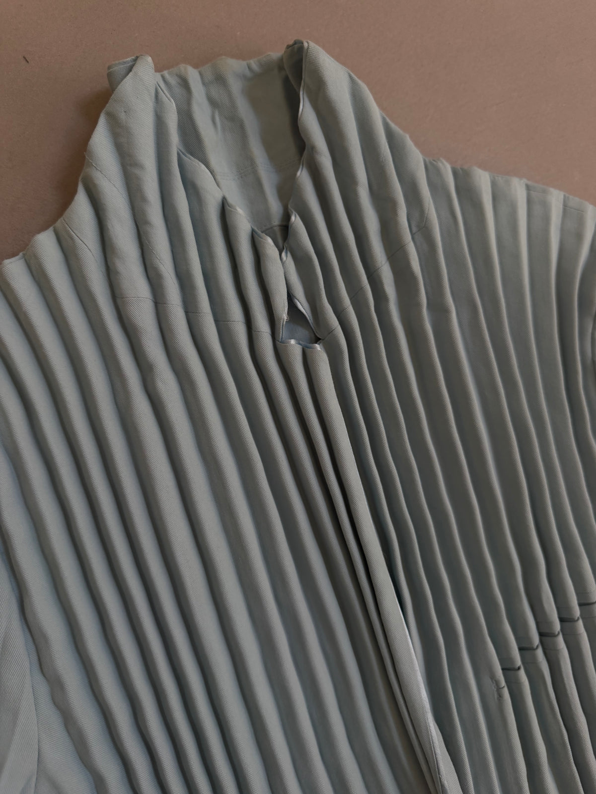 Issey Miyake Pleated Tailored Jacket Sax Dusty Blue - M