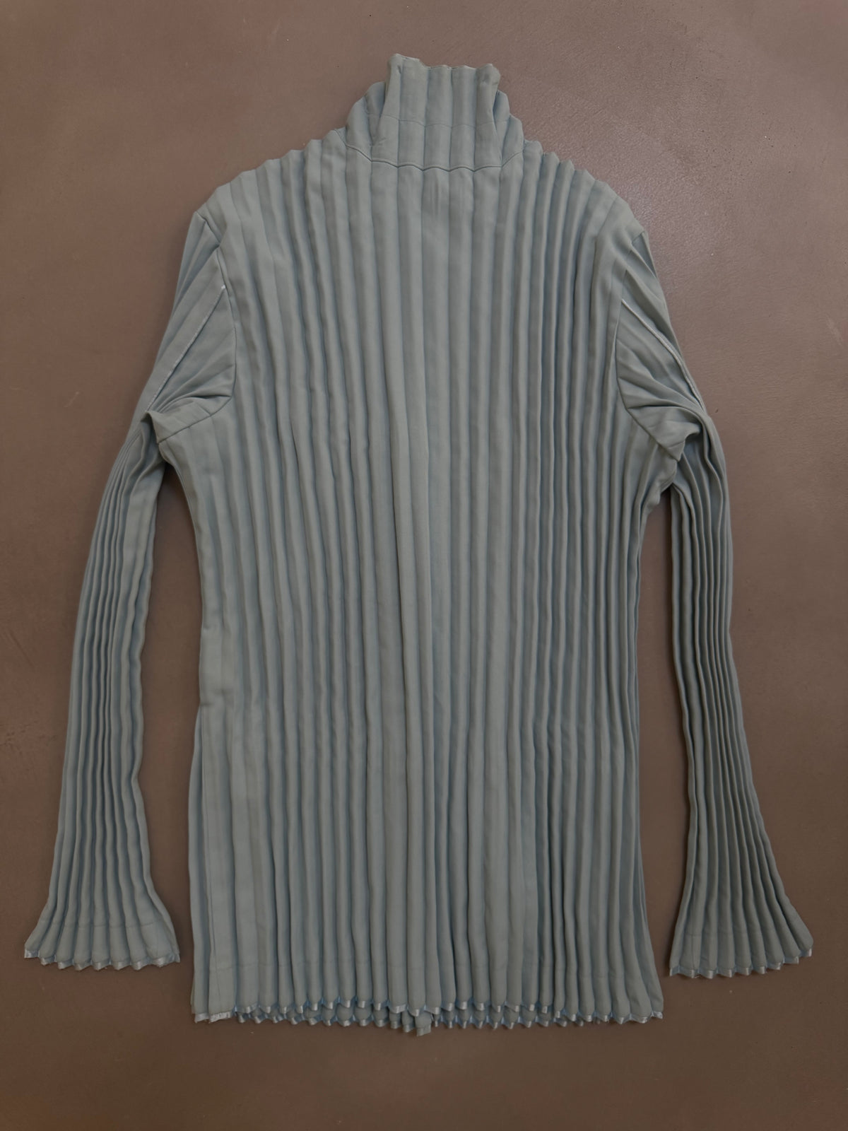 Issey Miyake Pleated Tailored Jacket Sax Dusty Blue - M