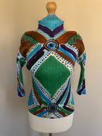 Issey Miyake Pleats Please SS19 Multi Colour Geometric High Neck Pleated Top - M (3)