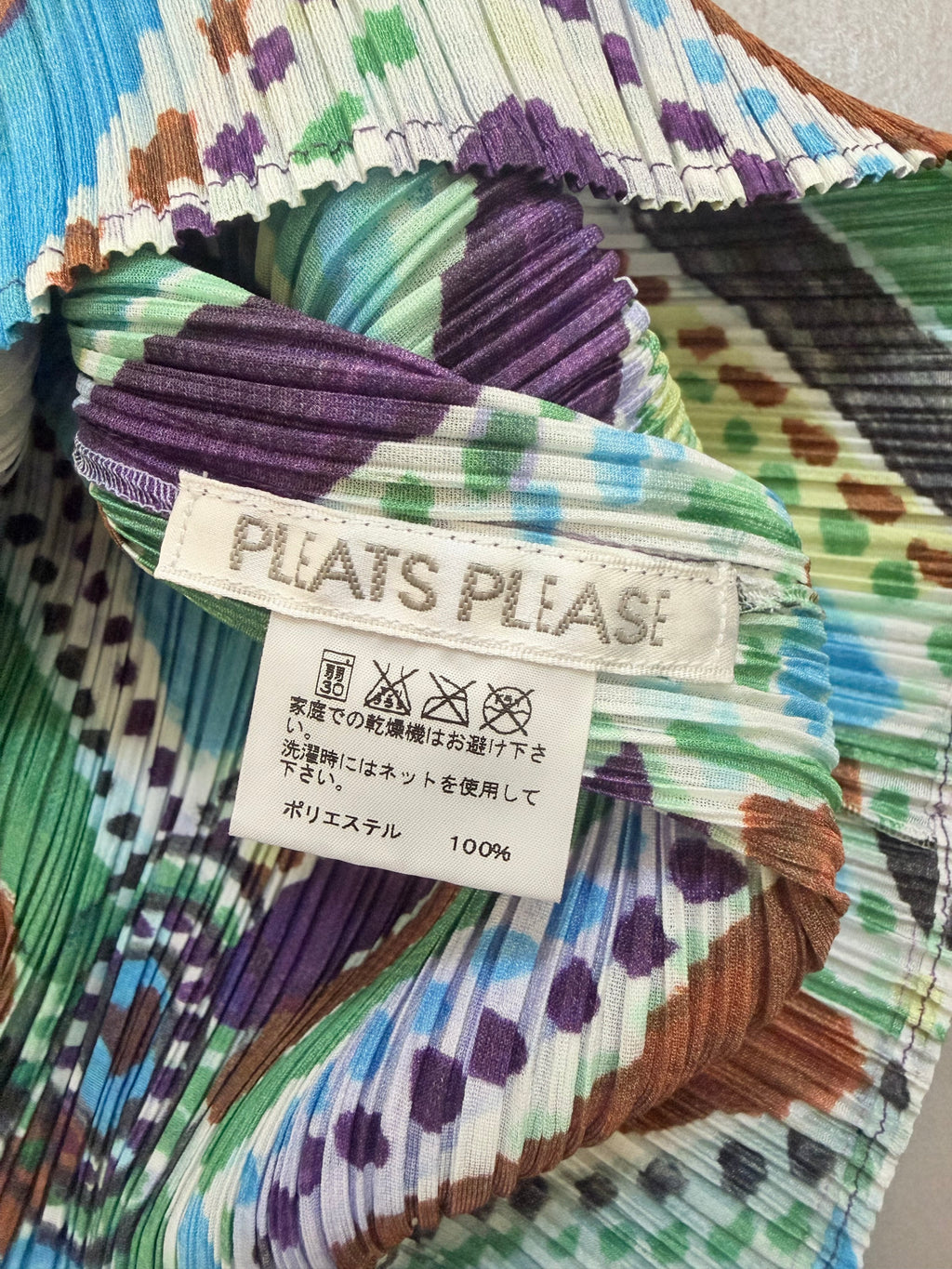Issey Miyake Pleats Please SS19 Multi Colour Geometric High Neck Pleated Top - M (3)