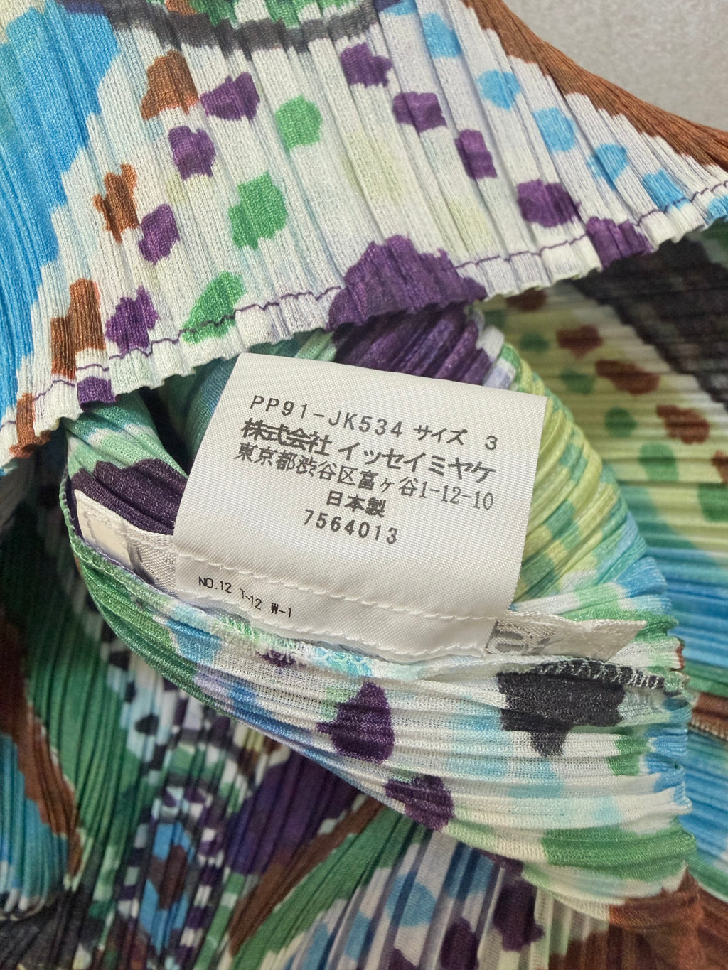 Issey Miyake Pleats Please SS19 Multi Colour Geometric High Neck Pleated Top - M (3)