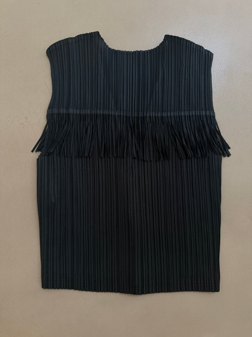 Issey Miyake Pleats Please SS99 Black Fringe Yoke Button Top - M (3)