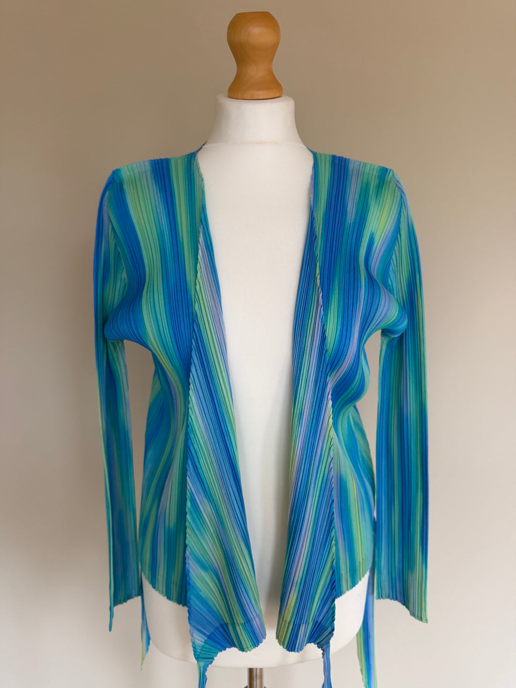 Issey Miyake Pleats Please SS05 Gradient Cross Front Draped Cardigan Top - M/L (4)