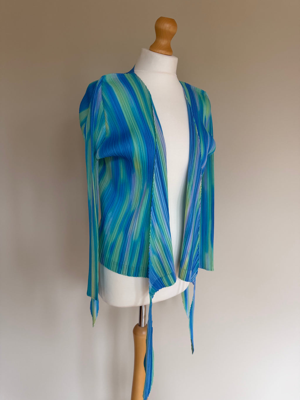 Issey Miyake Pleats Please SS05 Gradient Cross Front Draped Cardigan Top - M/L (4)